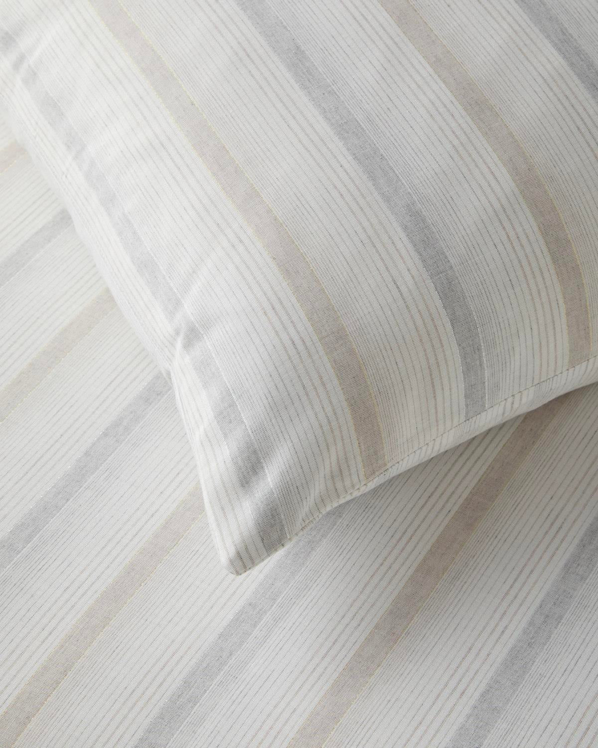 Premium Yarn Dyed Striped Duvet Cover Set Single Beige Gray