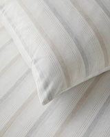 Premium Yarn Dyed Striped Duvet Cover Set Single Beige Gray