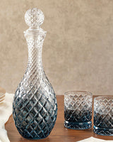 Premium Glossy Glass 3 Piece Carafe Set Navy Blue