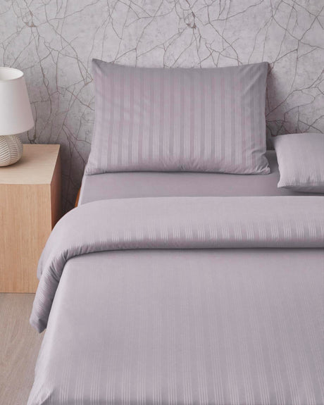 Premium Glossy Easy Iron Percale Duvet Cover Set   Double Size   Grey
