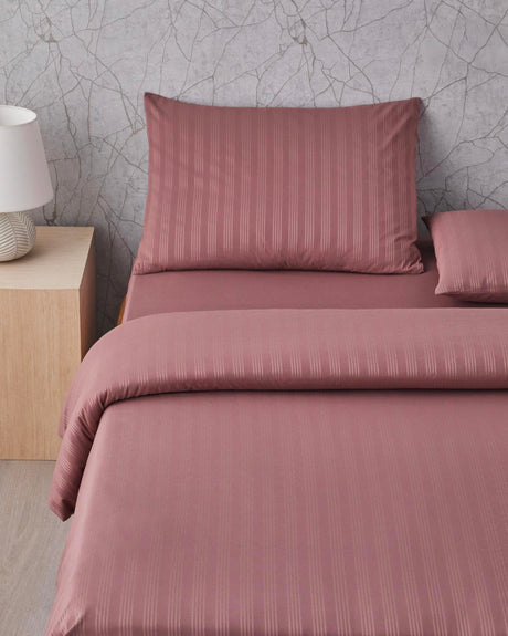Premium Percale Easy Iron Double Duvet Cover Set Foggy Plum
