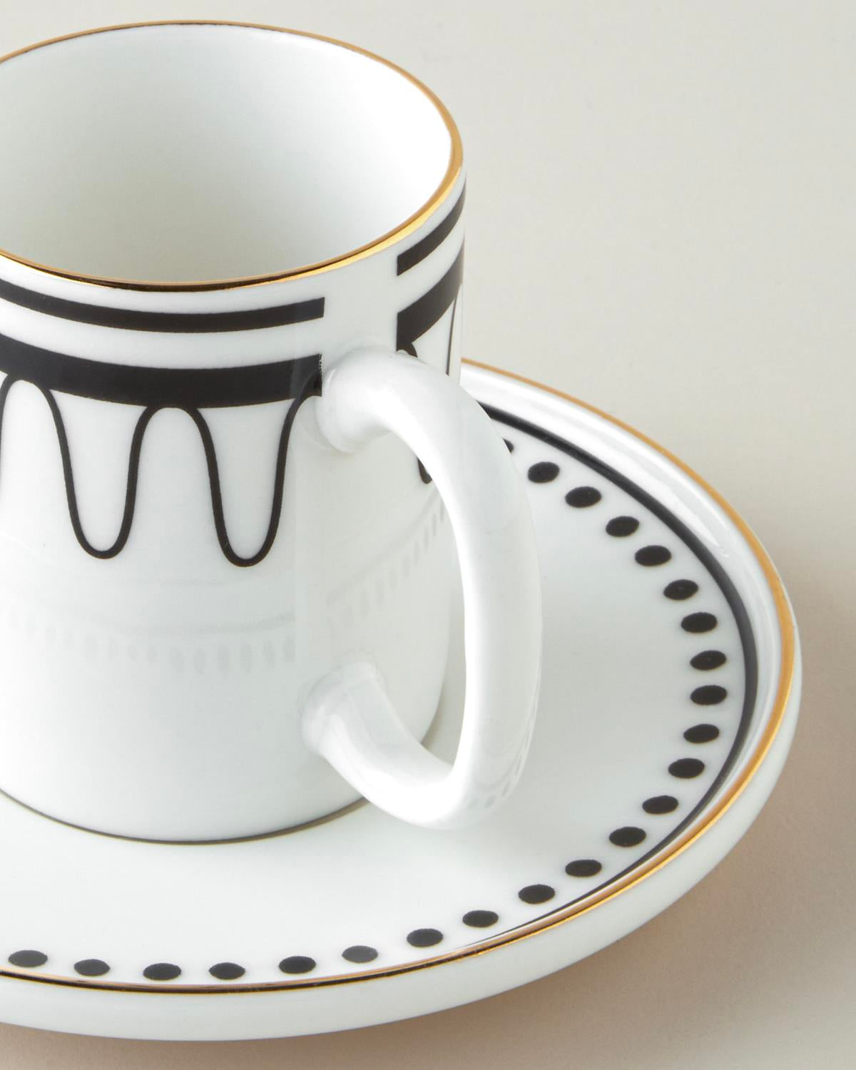 Premium Bone Porcelain Espresso Cup Set   4 Piece   90ml   Black White Gold