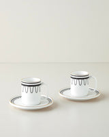 Premium Bone Porcelain Espresso Cup Set   4 Piece   90ml   Black White Gold