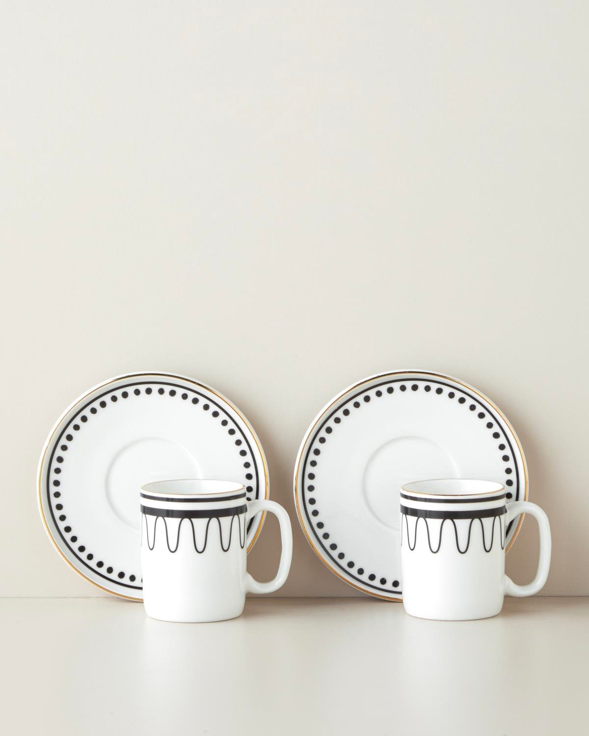 Premium Bone Porcelain Espresso Cup Set   4 Piece   90ml   Black White Gold