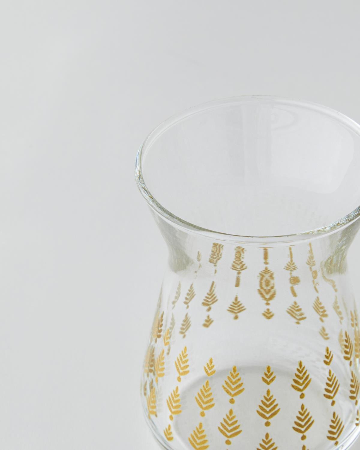 Premium Turkish Tea Glass Set with Gold Leaf Design 6 Piece