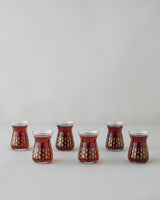 Premium Turkish Tea Glass Set with Gold Leaf Design 6 Piece