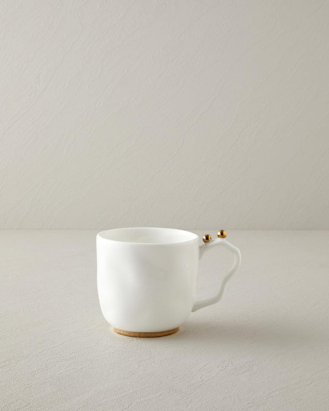 Premium Porcelain Coffee Tea Mug - Elegant White Gold Accent