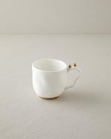 Premium Porcelain Coffee Tea Mug   Elegant White Gold Accent