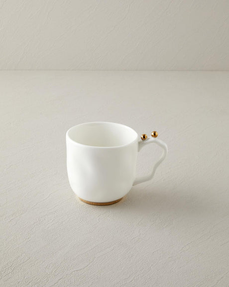 Premium Porcelain Coffee Tea Mug - Elegant White Gold Accent