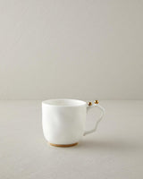 Premium Porcelain Coffee Tea Mug   Elegant White Gold Accent