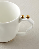 Premium Porcelain Coffee Tea Mug   Elegant White Gold Accent