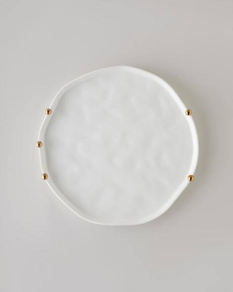 Elegant Porcelain Charger Plate White Gold