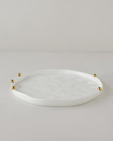 Elegant Porcelain Charger Plate White Gold