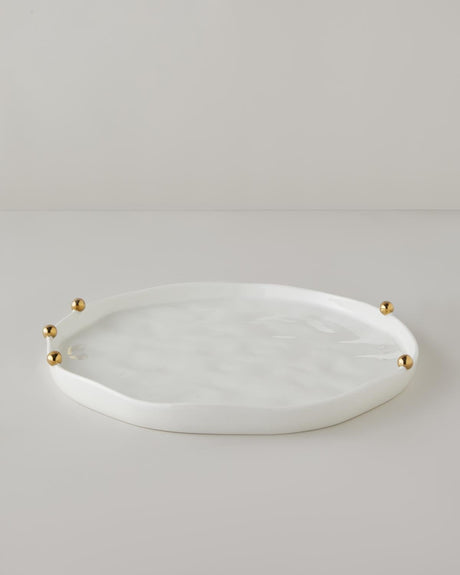 Elegant Porcelain Charger Plate White Gold
