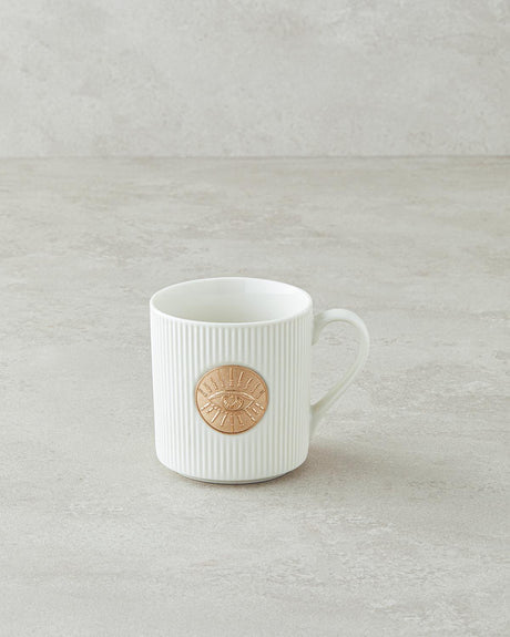Elegant New Bone China Festive Design Mug - White Gold