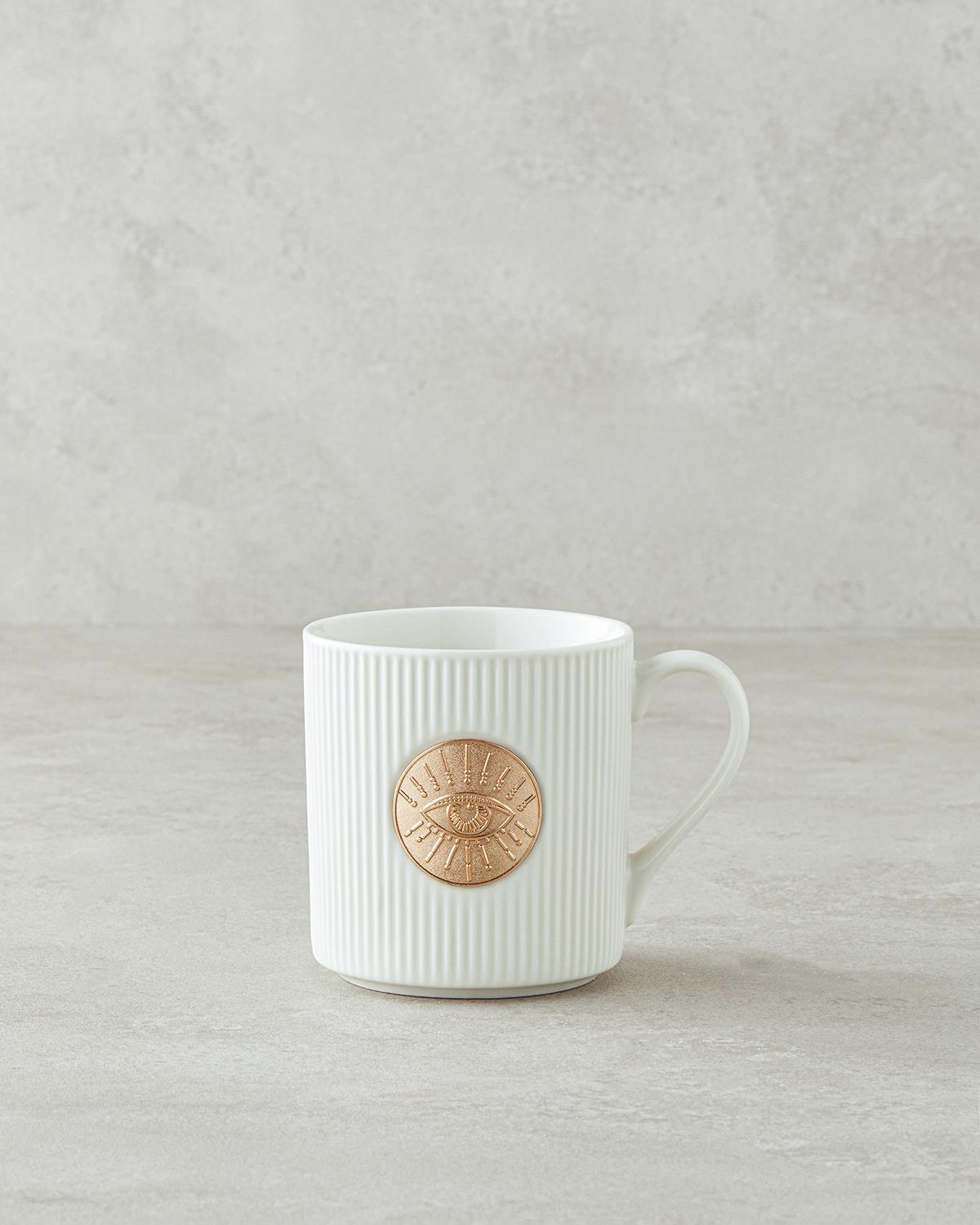 Elegant New Bone China Festive Design Mug   White Gold