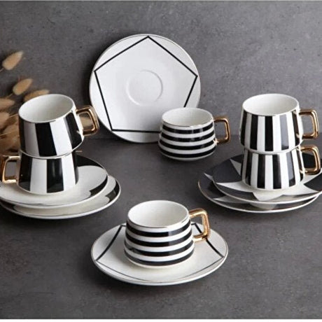 Gonul Professional Porcelain Turkish Coffee Cup Set - 6 Piece - TryAladdin