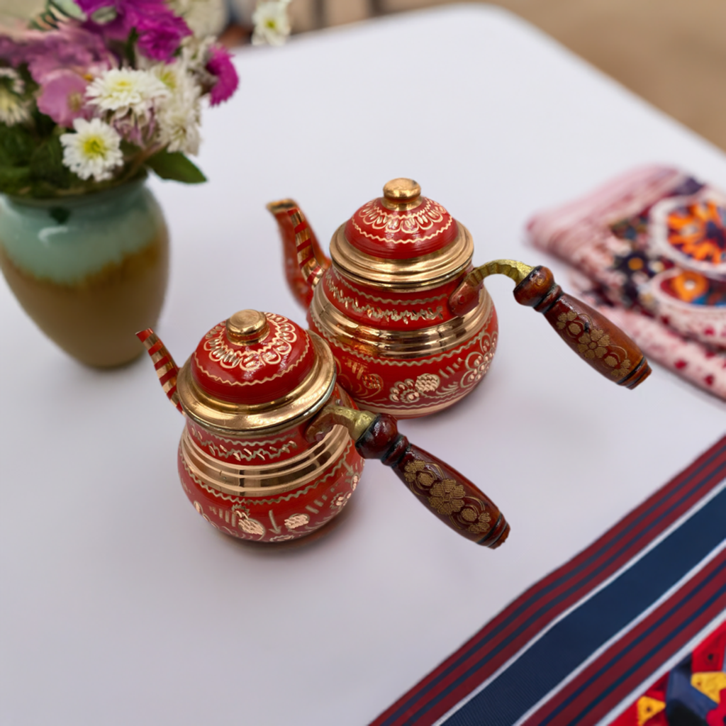 ビンドゥンドゥン コップ Lavina | Copper Double Turkish Teapot with Erzincan Design