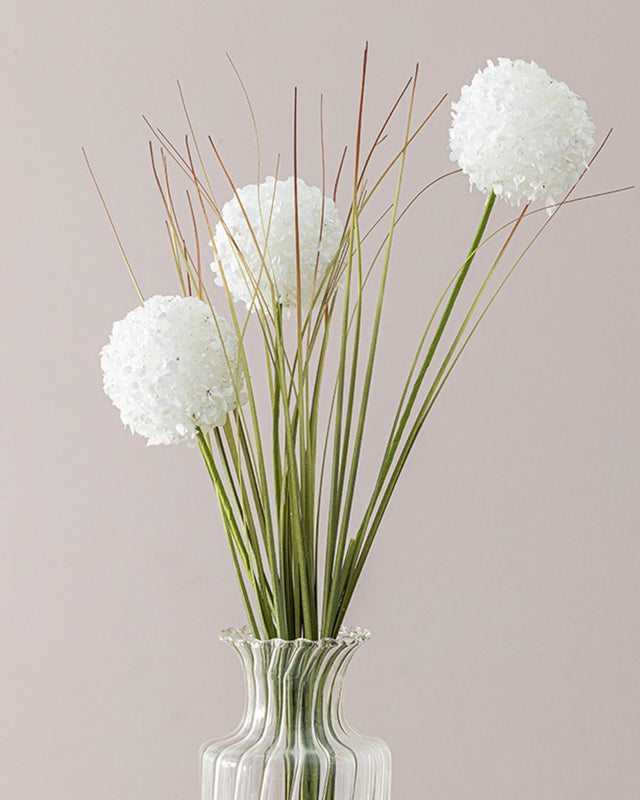 Professional White Artificial Grass Bush Stem Decoration