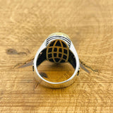 Green Agate Signet Men's Silver Ring