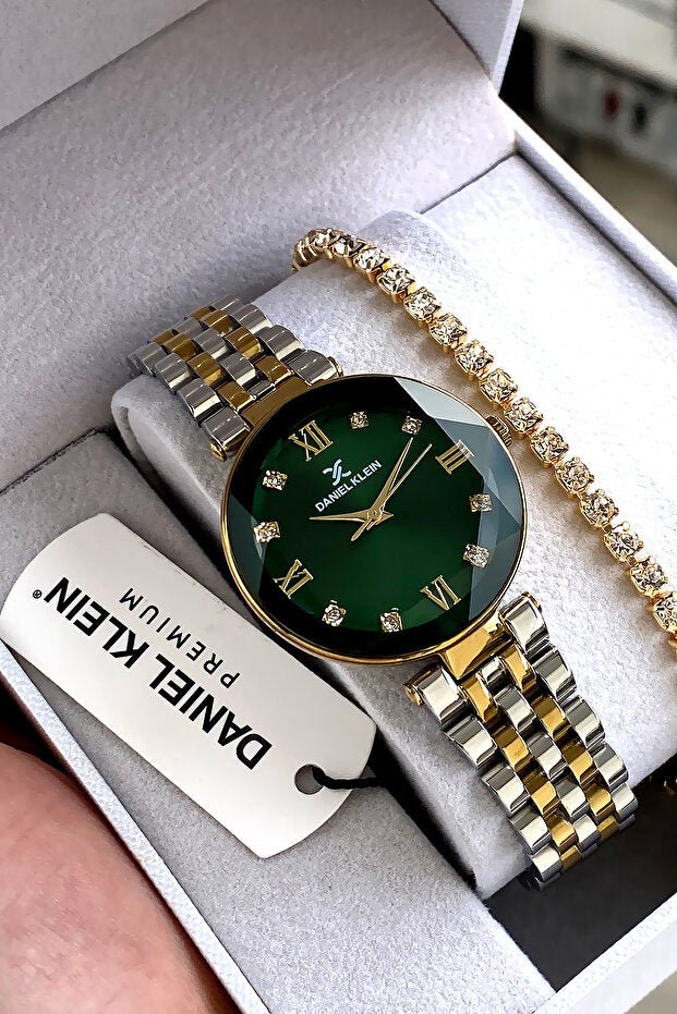 Green Dial Women's Watch & Bracelet Gift Set - TryAladdin