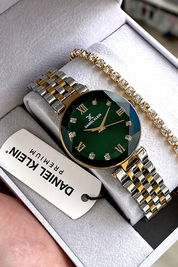 Green Dial Women's Watch & Bracelet Gift Set - TryAladdin