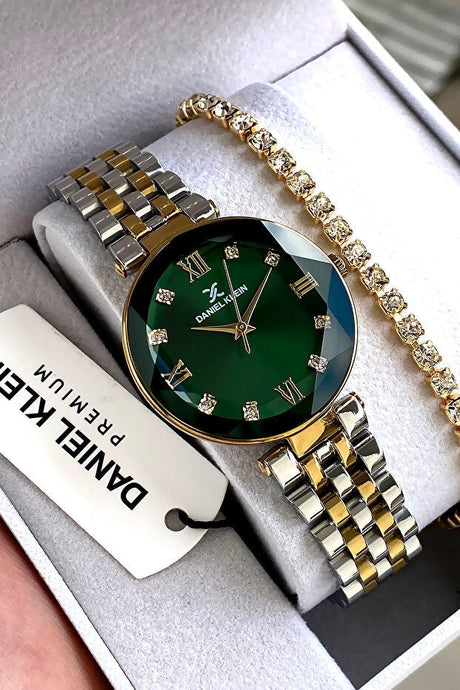 Green Dial Women's Watch & Bracelet Gift Set - TryAladdin
