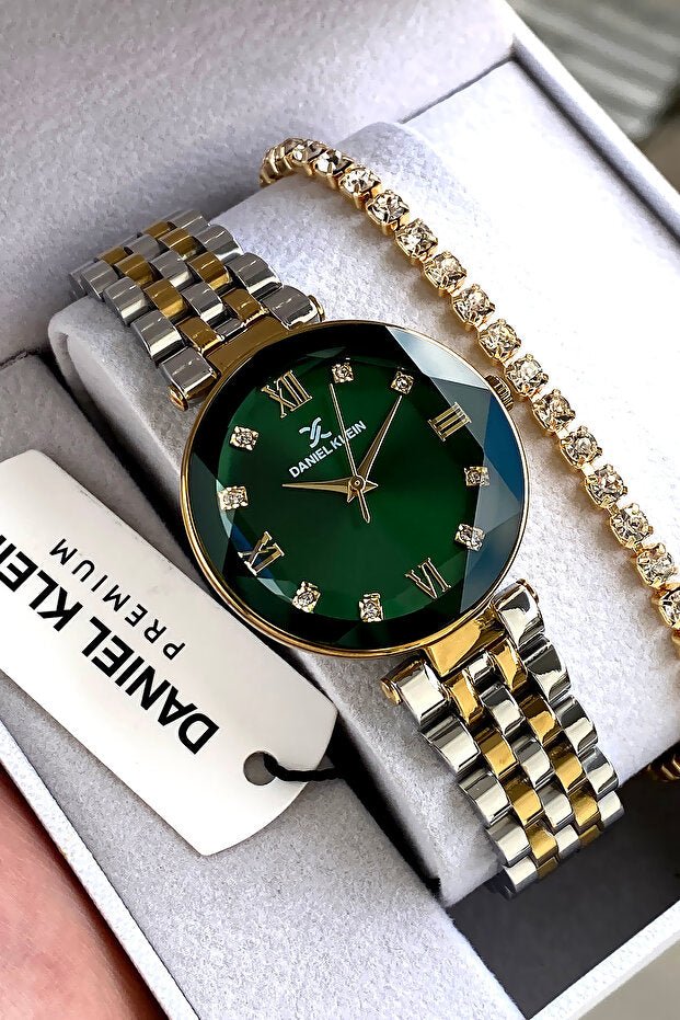 Green Dial Women's Watch & Bracelet Gift Set - TryAladdin