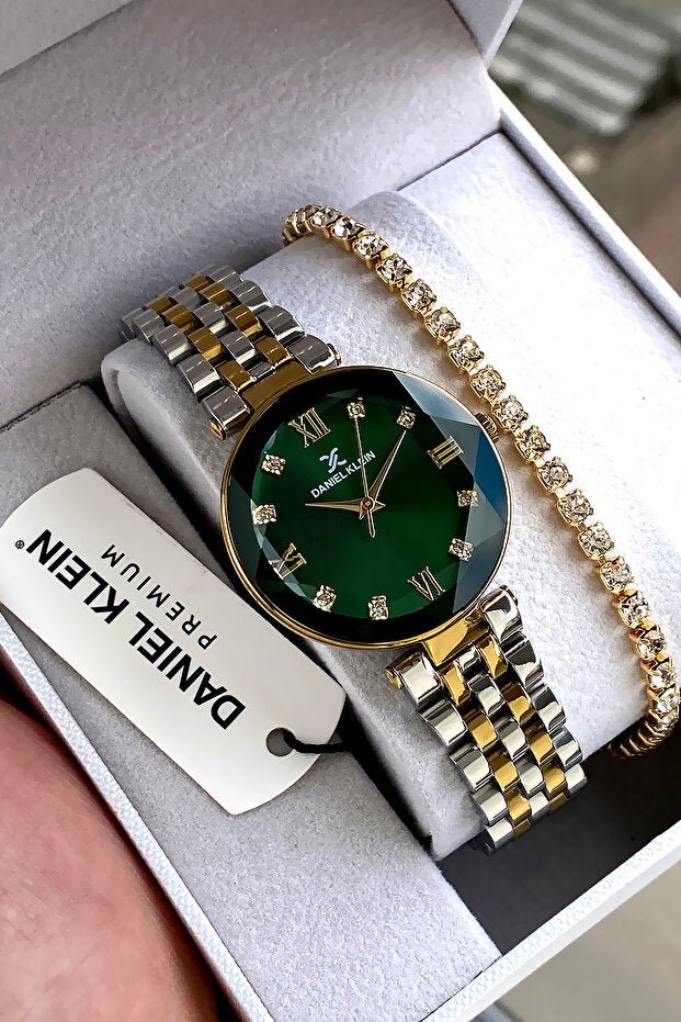 Green Dial Women's Watch & Bracelet Gift Set - TryAladdin