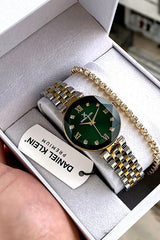 Green Dial Women's Watch & Bracelet Gift Set - TryAladdin