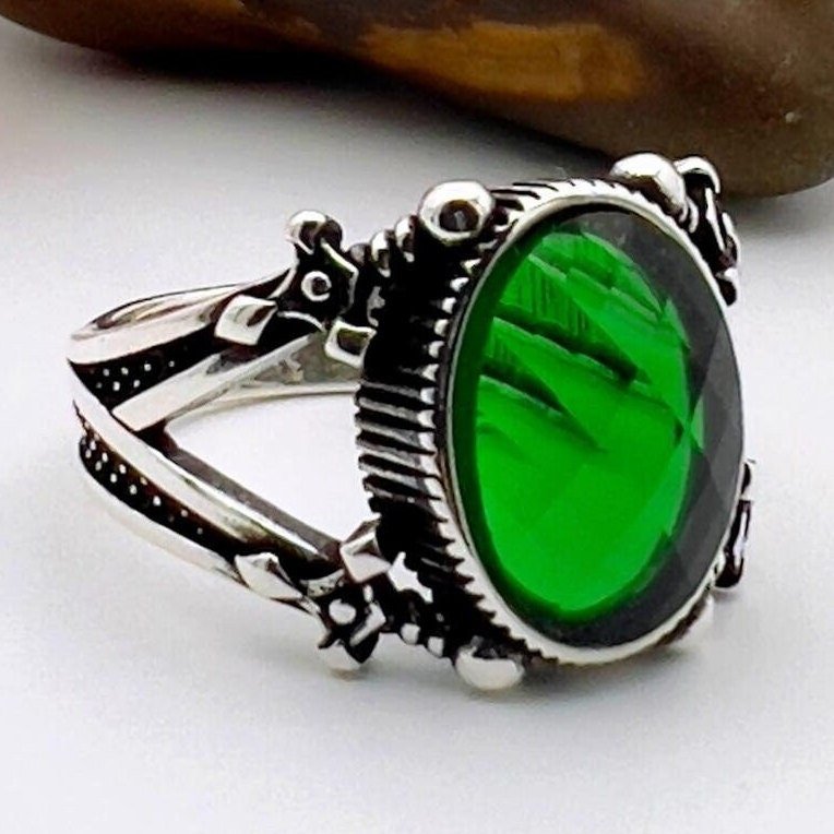 Green Emerald Ring Men