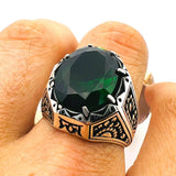 Green Emerald Stone Men's Ring