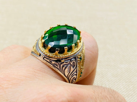 Green Emerald Stone Ring for Men