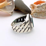 Green Oval Agate Stone Men's Silver Ring