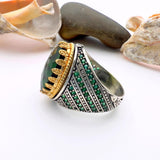 Green Oval Emerald Stone Men's Ring