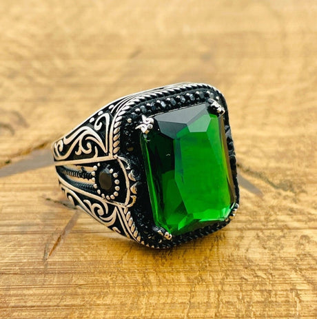 Green Stone Silver Ring