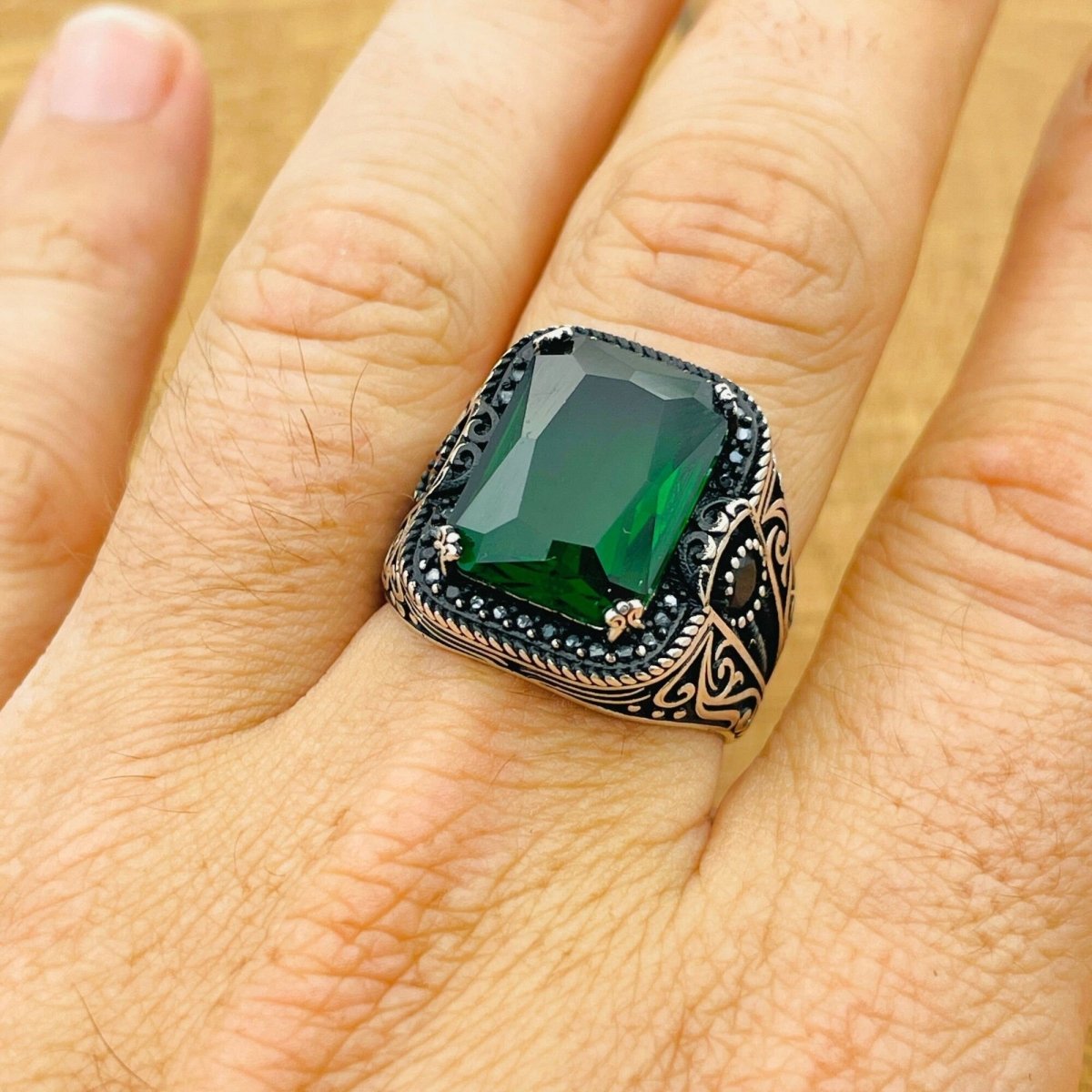 Green Stone Silver Ring