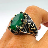 Green Tourmaline Oval Stone Men's Ring