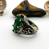 Green Tourmaline Oval Stone Men's Ring - TryAladdin