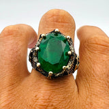 Green Tourmaline Oval Stone Men's Ring