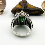 Green Tourmaline Oval Stone Men's Ring