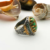 Green Turquoise Oval Stone Men's Ring