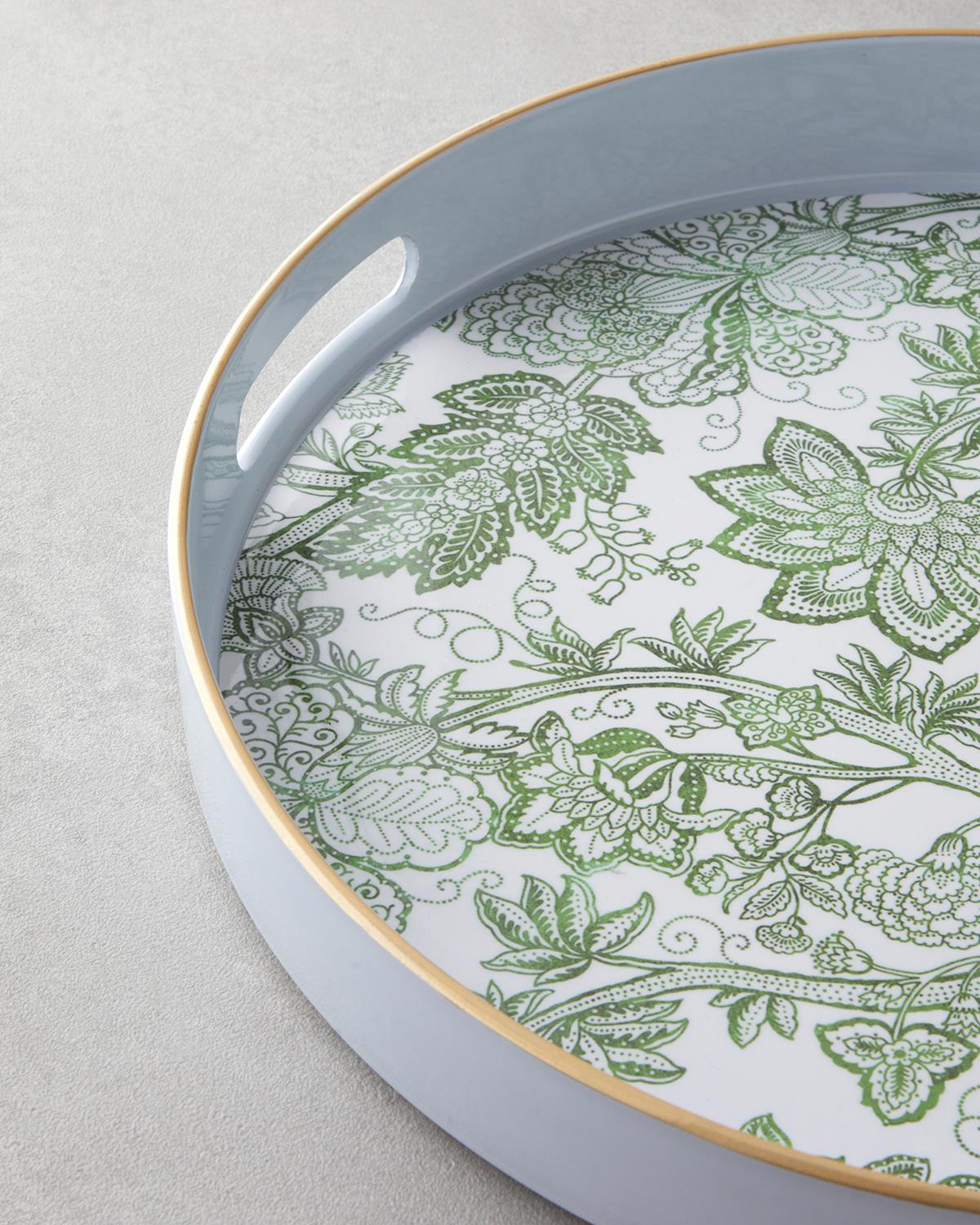 Durable-Polypropylene-Serving-Tray-White-Green-Decorative