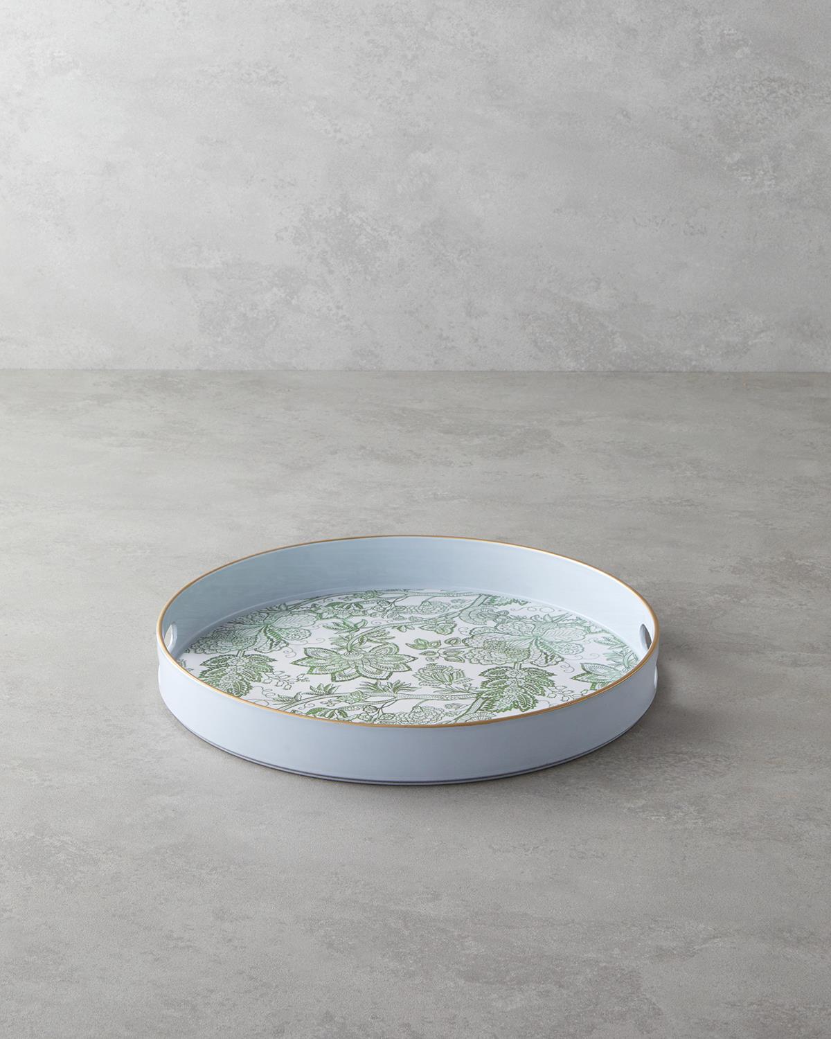 Durable-Polypropylene-Serving-Tray-White-Green-Decorative