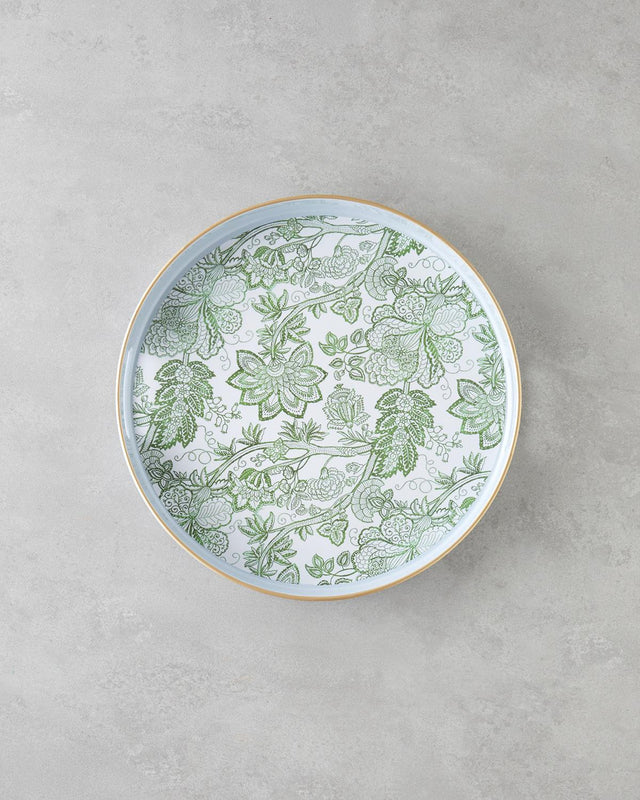 Durable-Polypropylene-Serving-Tray-White-Green-Decorative