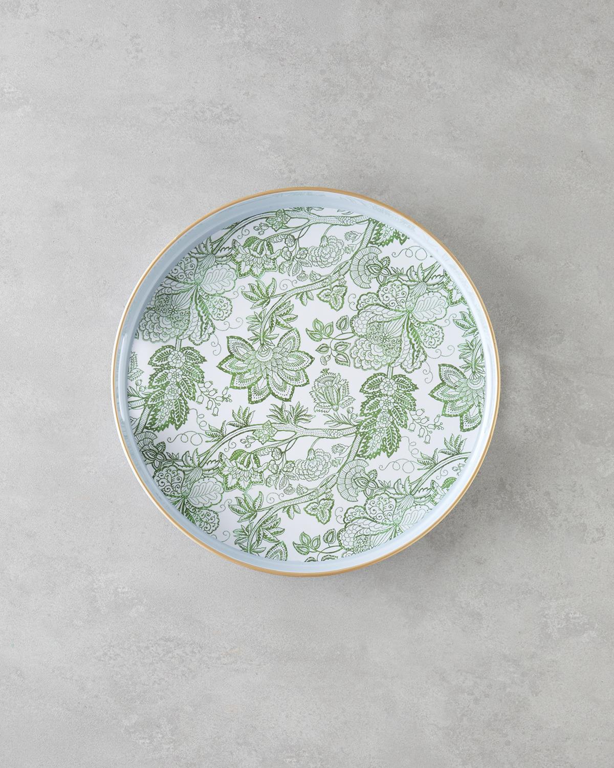 Durable-Polypropylene-Serving-Tray-White-Green-Decorative
