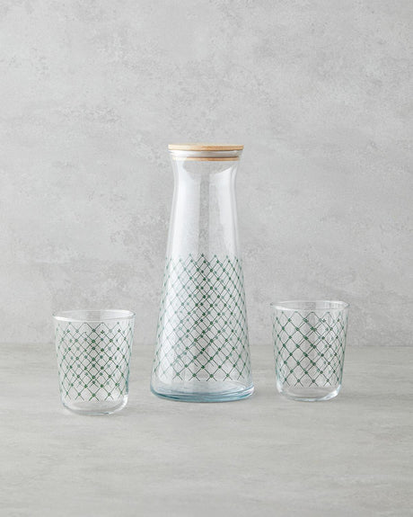 Premium Greentide Green Glass 3 Piece Water Serving Set