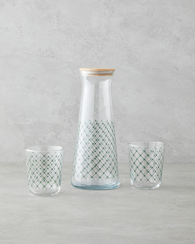 Premium Greentide Green Glass 3 Piece Water Serving Set