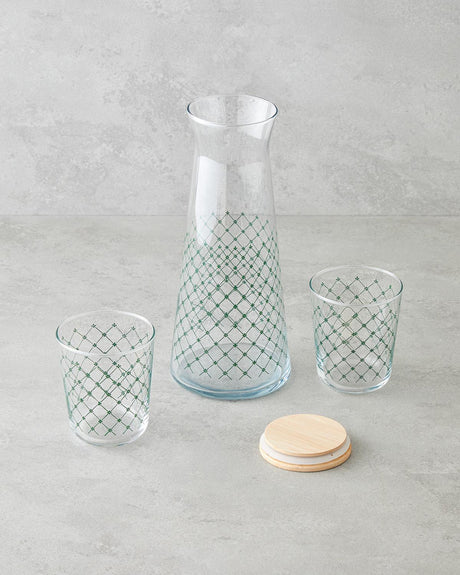 Premium Greentide Green Glass 3 Piece Water Serving Set