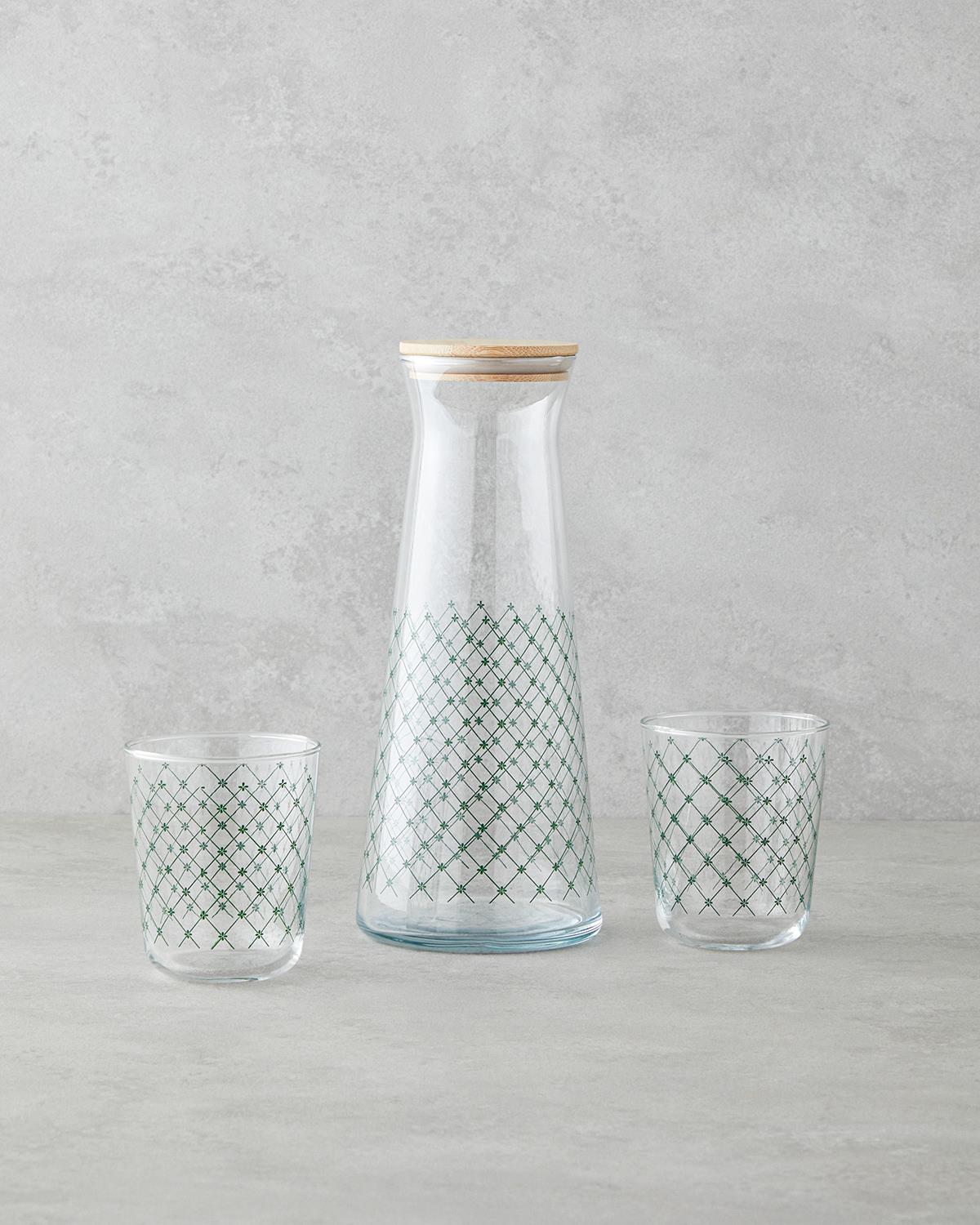 Premium Greentide Green Glass 3 Piece Water Serving Set